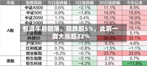 智谱午后回落	，现跌超5%，此前一度大涨超22%-第2张图片