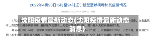 沈阳疫情最新动态(沈阳疫情最新动态消息)
