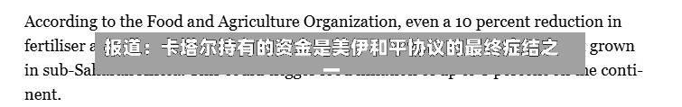 报道：卡塔尔持有的资金是美伊和平协议的最终症结之一