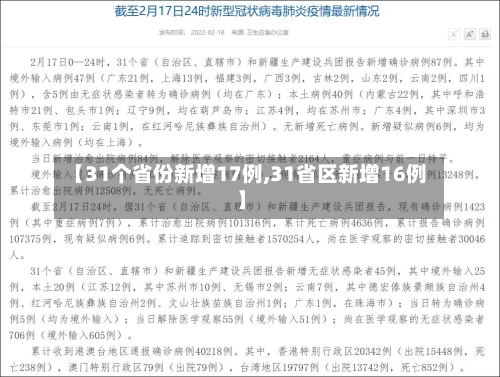 【31个省份新增17例,31省区新增16例】-第2张图片