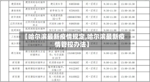 【哈尔滨最新疫情规定,哈尔滨最新疫情管控办法】
