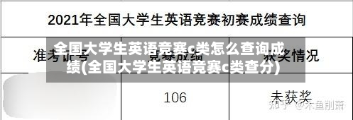 全国大学生英语竞赛c类怎么查询成绩(全国大学生英语竞赛c类查分)