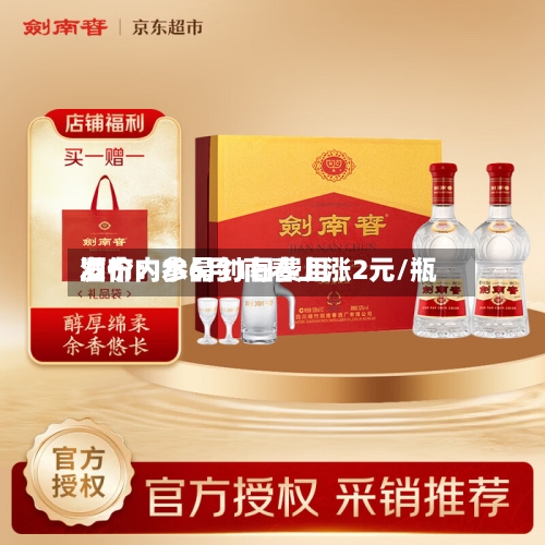 酒价内参6月1日费用发布：水晶剑南春上涨2元/瓶