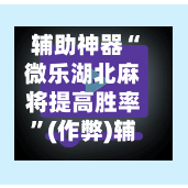 辅助神器“微乐湖北麻将提高胜率”(作弊)辅助透视教程