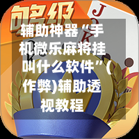 辅助神器“手机微乐麻将挂叫什么软件	”(作弊)辅助透视教程-第3张图片