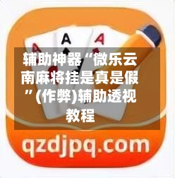 辅助神器“微乐云南麻将挂是真是假”(作弊)辅助透视教程