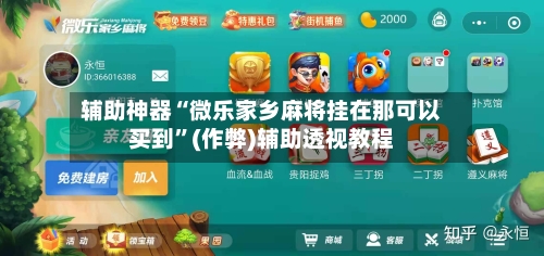 辅助神器“微乐家乡麻将挂在那可以买到”(作弊)辅助透视教程