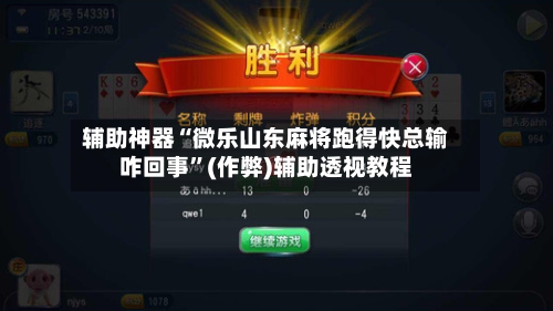 辅助神器“微乐山东麻将跑得快总输咋回事”(作弊)辅助透视教程-第2张图片