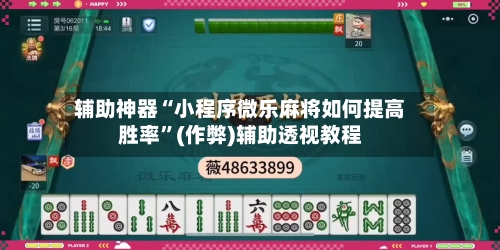 辅助神器“小程序微乐麻将如何提高胜率”(作弊)辅助透视教程
