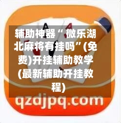 辅助神器“ 微乐湖北麻将有挂吗	”(免费)开挂辅助教学(最新辅助开挂教程)-第2张图片