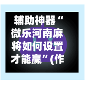 辅助神器“微乐河南麻将如何设置才能赢”(作弊)辅助透视教程-第2张图片