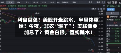 利空突袭！美股开盘跳水，半导体重挫！今夜，非农“爆了	”！美联储要加息了？黄金白银	，直线跳水！-第2张图片